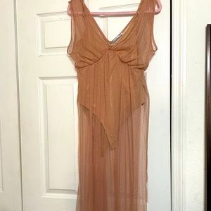 Zara Beige bodysuit with sheer overlay